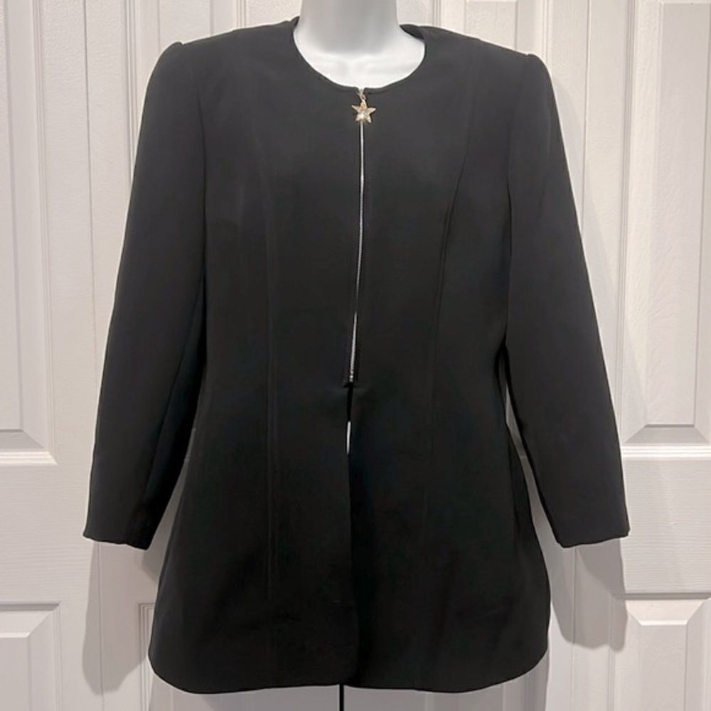 Wayne Clark Black Lined Half Zip Blazer Size 10
